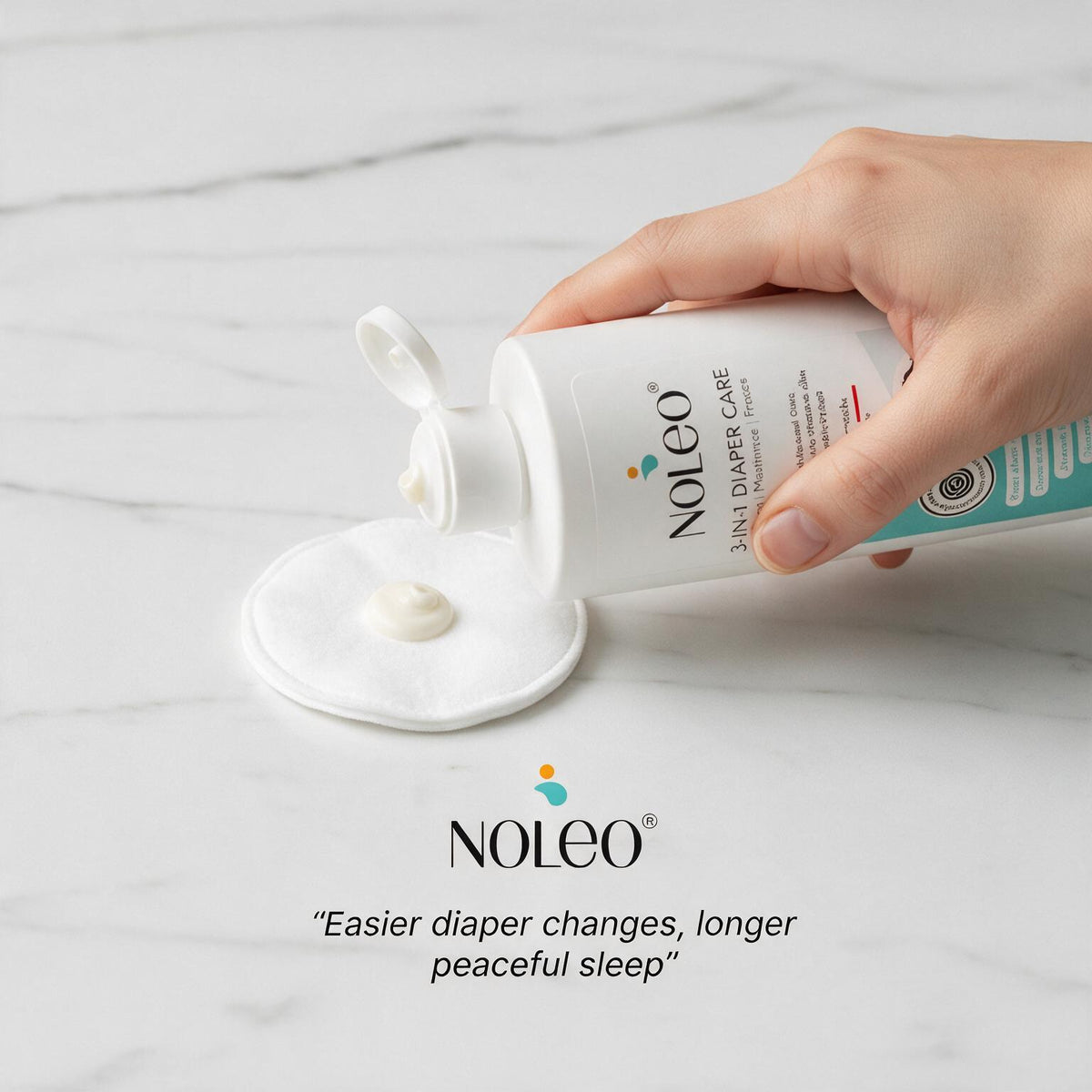 NOLEO Duo: 3-in-1 Diaper Care & Large Cotton Pads