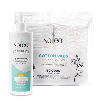 NOLEO Duo: 3-in-1 Diaper Care & Large Cotton Pads
