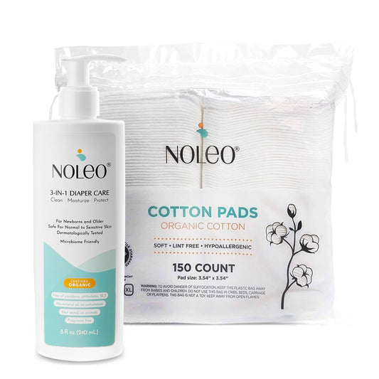 NOLEO Duo: 3-in-1 Diaper Care & Large Cotton Pads