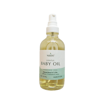NOLEO Gentle Baby Oil – Natural Massage Oil for Babies | Soothes, Relaxes & Nourishes Delicate Skin | 4oz Glass Bottle